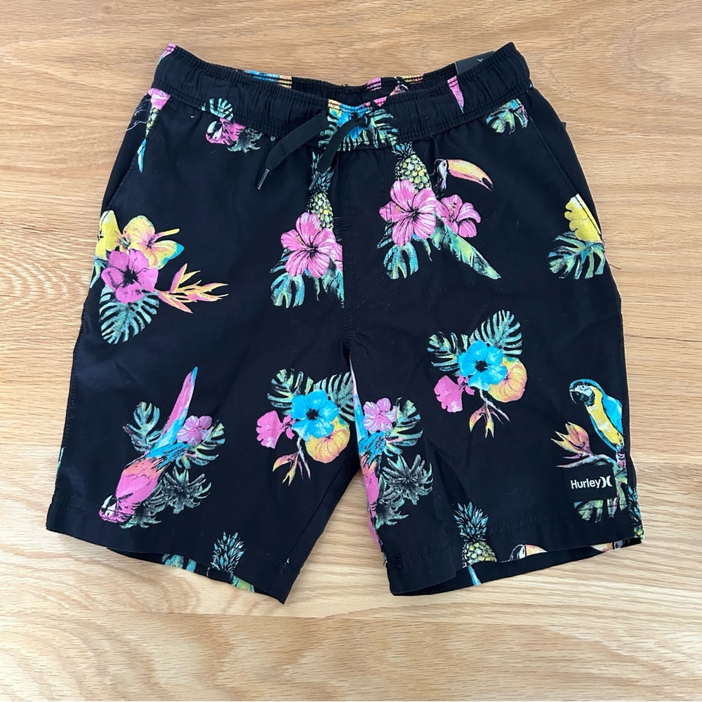 Kids Hurley black tropical print shorts BNWT